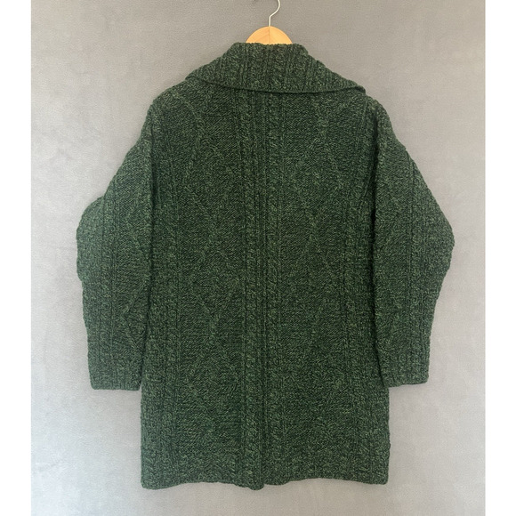Carraig Donn Cardigan Sz M Green Celtic Knot One Button Irish New Wool FLAWS - Picture 3 of 11